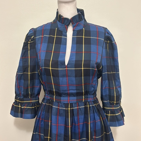 Tuckernuck Gretchen Scott Teardrop Dress Plaidly Cooper Blue Multi Size Shrimp - Picture 3 of 10